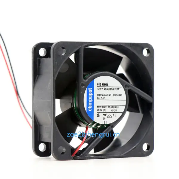 Ebmpapst 612NHHR-147 12VDC 240MA 2.9W 60 * 60 * 25MM 240mA 2 vezetékes inverter axiális hűtőventilátor