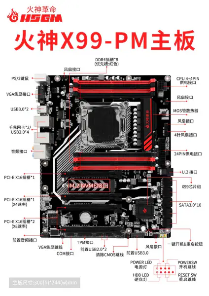Hsgm X99-pm Lga 2011-3 Cpu Socket Server számítógép alaplap