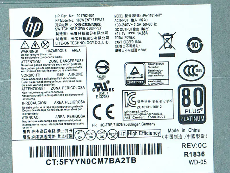HP PA-1181-6HY D16-180P1B tápegység
