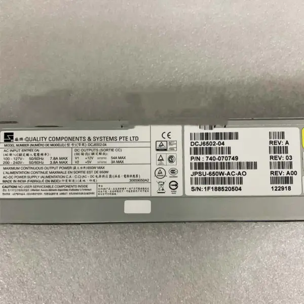 Juniper Jpsu-650w-ac-ao Mx204 AC tápegység
