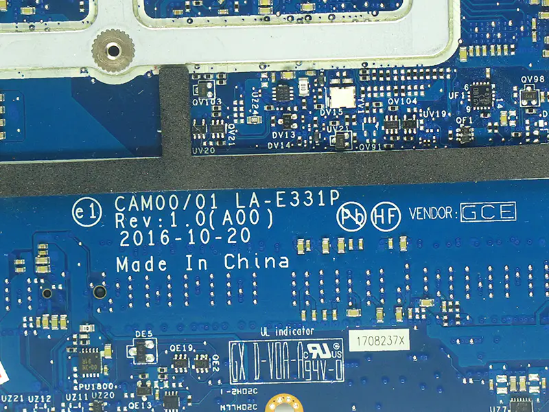 Dell XPS 15 9560 CAM00/01 LA-E331P CN-0YV12N 0YV12N YV12N YV12N alaplap
