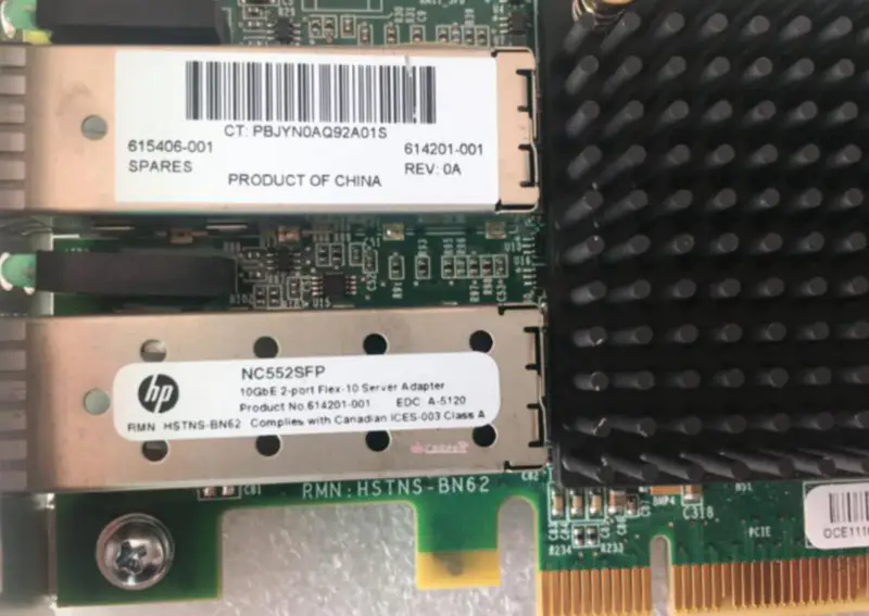 HP NC552SFP 10GbE 2 portos Ethernet-kiszolgálóadapter 614203-B21 615406-001 614201-001