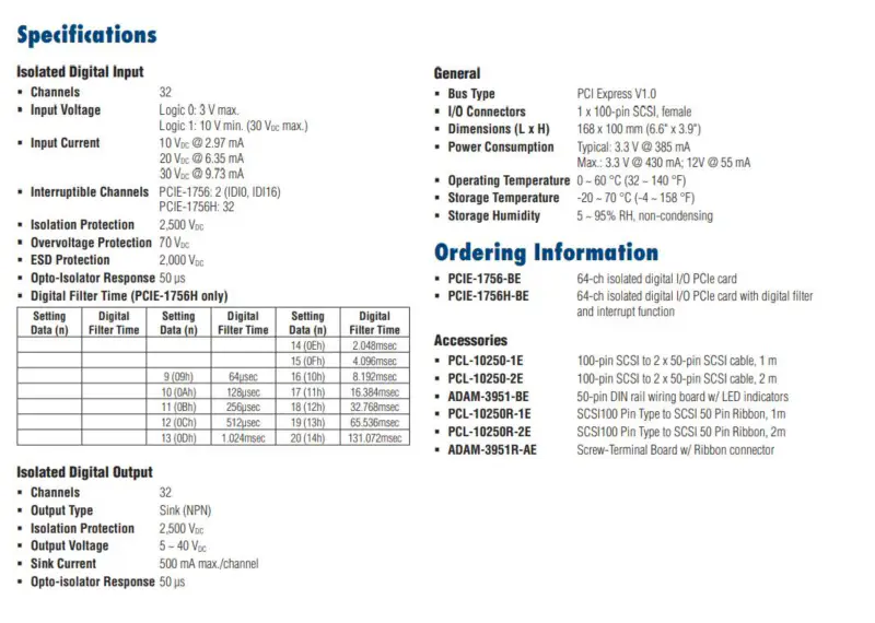 ADVANTECH PCIE-1756-AE I/O kártya
