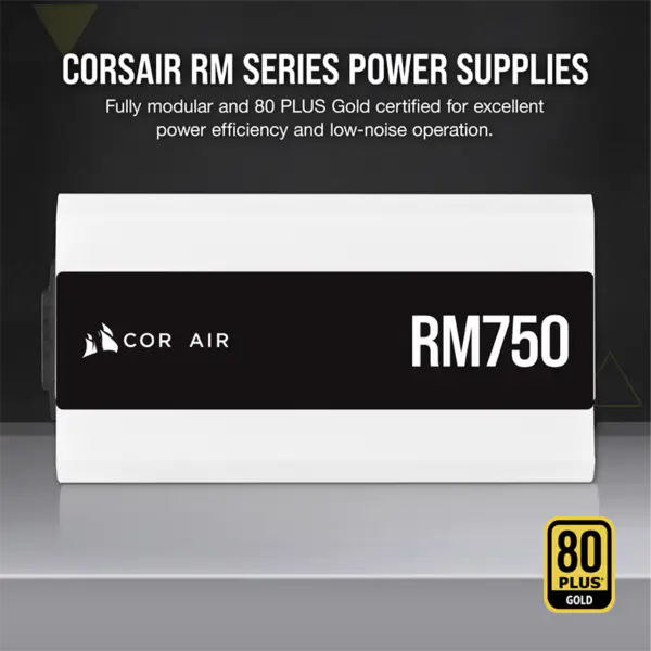 Cors Air tápegység Psu Rm750 750w fehér teljes modul 80plus Gold tápegység 140mm alacsony zajszintű ventilátor intelligens ébresztés Rps0119