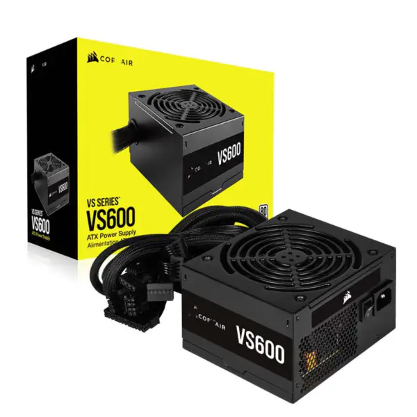 Cors Air Power Pc tápegység Vs600 600w Atx tápegység 80 Plus kompakt méretű, alacsony zajszintű 12cm ventilátor Rps0038
