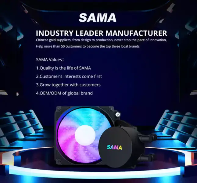 Sama 120 mm-es hűtő Cpu Liquido Intel Cpu hűtő hőmérsékletű Gaming számítógépes folyadékhűtővel