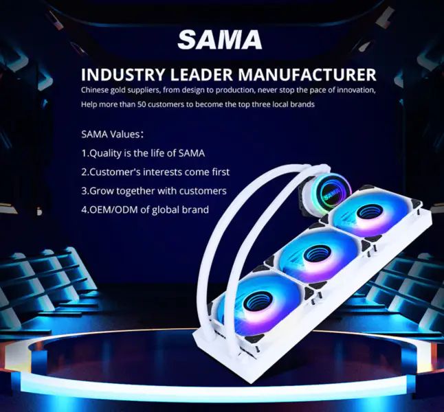 Sama 36cm Aio Cpu hűtő radiátor réz kijelző víz folyékony hűtés Pc Cpu hűtő Rgb izzó Rgb alacsonyabb zajszivattyúval