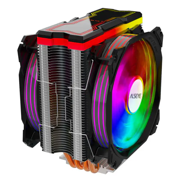 Alseye 120 mm-es kettős ventilátor 4 hőcső Rgb Cpu hűtő Aura