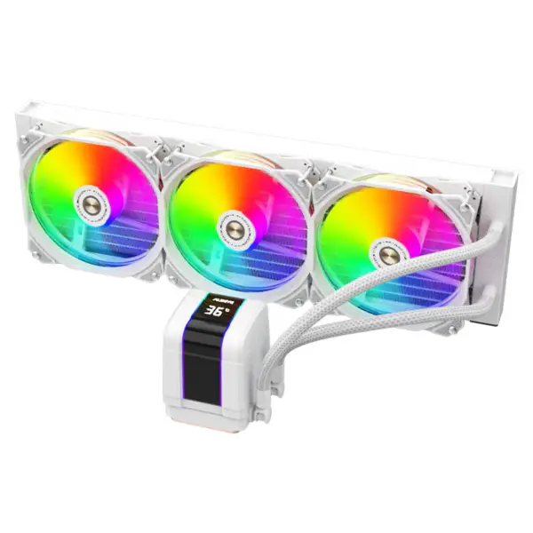 Alseye 360mm fehér keret szinkronizálás Argb Aio folyadékhűtő hőmérséklet kijelzővel 12. generációs Cpu számára